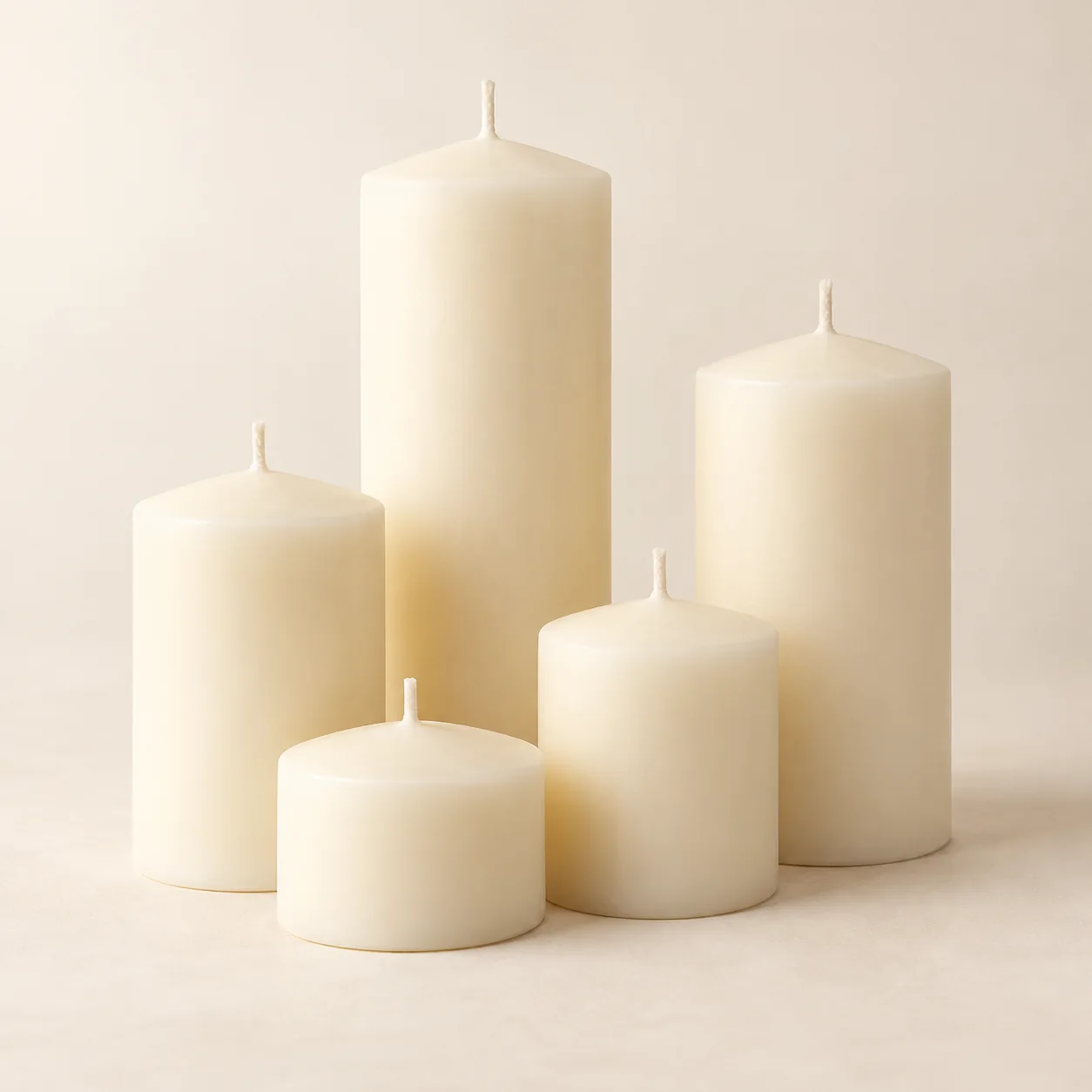 Velas tradicionales blancas de varios tamaños